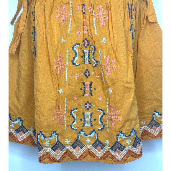 Anthropologie Gold Embroidered Swing Tank bow tie straps boho Size Small - Picture 8 of 11